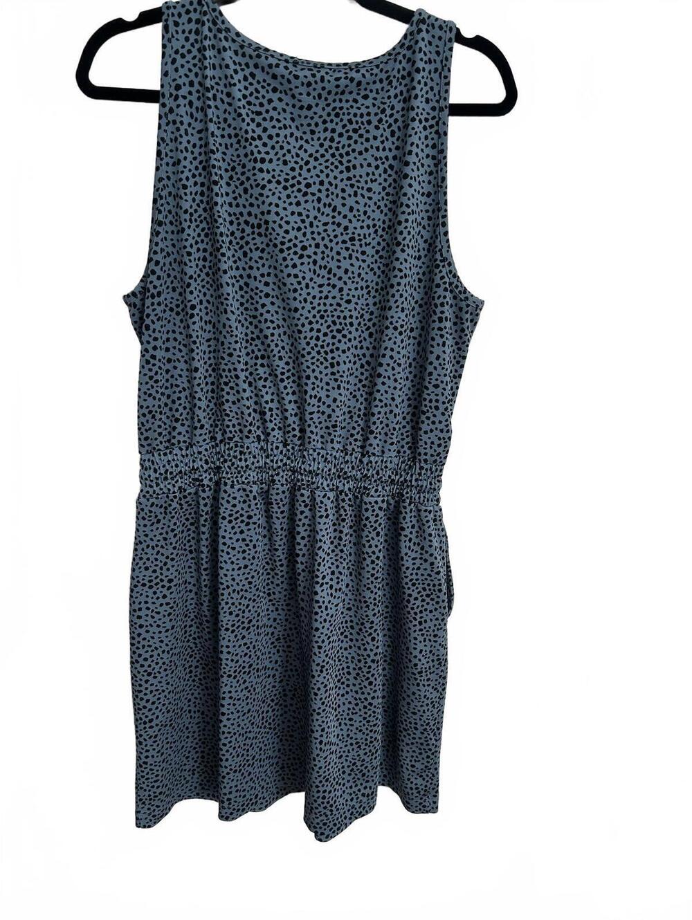 Lou & Grey Sleeveless Blue Polka Dot Dress Large